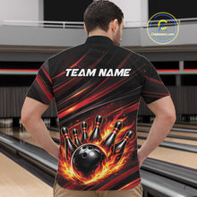Load image into Gallery viewer, Custom Red Orange Fire Flame Bowling Team Men Quarter-Zip Shirt, Bowling League Shirt IPHW11185