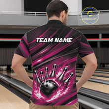 Load image into Gallery viewer, Custom Pink Fire Flame Bowling Team Men Quarter-Zip Shirt, Bowling League Shirt IPHW11189