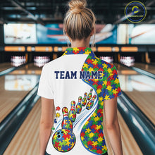 Load image into Gallery viewer, Custom Colorful Puzzles Autism Awareness Bowling Women Shirt, Autism Acceptance Shirt IPHW11199