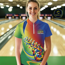 Load image into Gallery viewer, Custom Colorful Puzzles Autism Awareness Bowling Women Shirt, Autism Acceptance Shirt IPHW11204