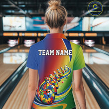 Load image into Gallery viewer, Custom Colorful Puzzles Autism Awareness Bowling Women Shirt, Autism Acceptance Shirt IPHW11204