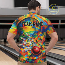 Load image into Gallery viewer, Custom Colorful Autism Awareness Bowling Team Men Quarter-Zip Shirt, Puzzles Bowling Shirt IPHW11213