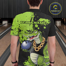 Load image into Gallery viewer, Custom Green Splatter Funny Alligator Bowling Men Polo Shirts, Bowling Team Shirts IPHW9921