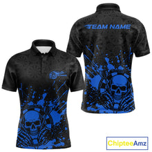 Load image into Gallery viewer, Custom Black And Pink Splatter Dart Skull Men Polo Shirt, Dart Bone Halloween Team Jerseys IPHW9950
