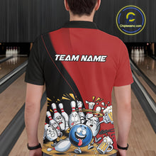 Load image into Gallery viewer, Custom Red Funny Bowling Men Polo Shirts, Bowling And Beer Party Bowlers Outfit IPHW10816