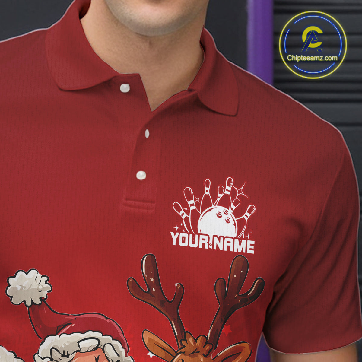 Custom Red Funny Christmas Men Bowling Shirts, Bowling And Beer Xmas Party Shirt IPHW10204