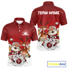 Load image into Gallery viewer, Custom Red Funny Christmas Men Bowling Shirts, Bowling And Beer Xmas Party Shirt IPHW10204