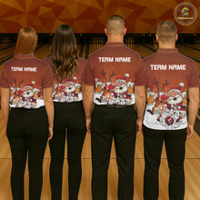 Load image into Gallery viewer, Custom Orange Funny Christmas Men Bowling Shirts, Bowling And Beer Xmas Party Shirt IPHW10206
