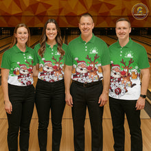 Load image into Gallery viewer, Custom Green Funny Christmas Men Bowling Shirts, Bowling And Beer Xmas Party Shirt IPHW10207