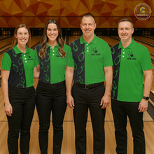 Load image into Gallery viewer, Green and Black retro vintage Bowling polo, quarter zip shirts for Women custom Bowling team jerseys NQS11564