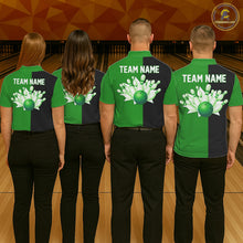 Load image into Gallery viewer, Green and Black retro vintage Bowling polo, quarter zip shirts for Women custom Bowling team jerseys NQS11564