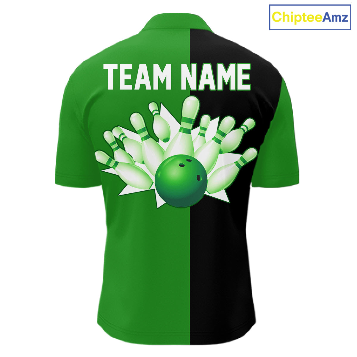 Green and Black retro vintage Bowling polo, quarter zip shirts for men custom Bowling team jerseys NQS11564