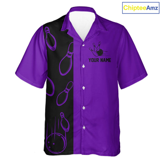 Purple and Black retro vintage Bowling Hawaiian Shirt custom Bowling team jerseys NQS11566