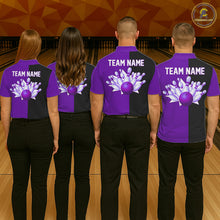 Load image into Gallery viewer, Purple and Black retro vintage Bowling polo, quarter zip shirts for Women custom Bowling team jerseys NQS11566
