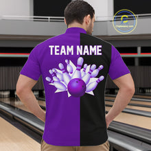 Load image into Gallery viewer, Purple and Black retro vintage Bowling polo, quarter zip shirts for men custom Bowling team jerseys NQS11566