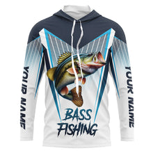 Load image into Gallery viewer, Personalized Largemouth Bass fishing Tournament Long Sleeve Fishing Shirts, Bass Fishing Jersey | Blue NQS9224