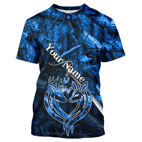 Love hunting deer blue camo personalized deer shirts, deer hunting Shirts NQSD21