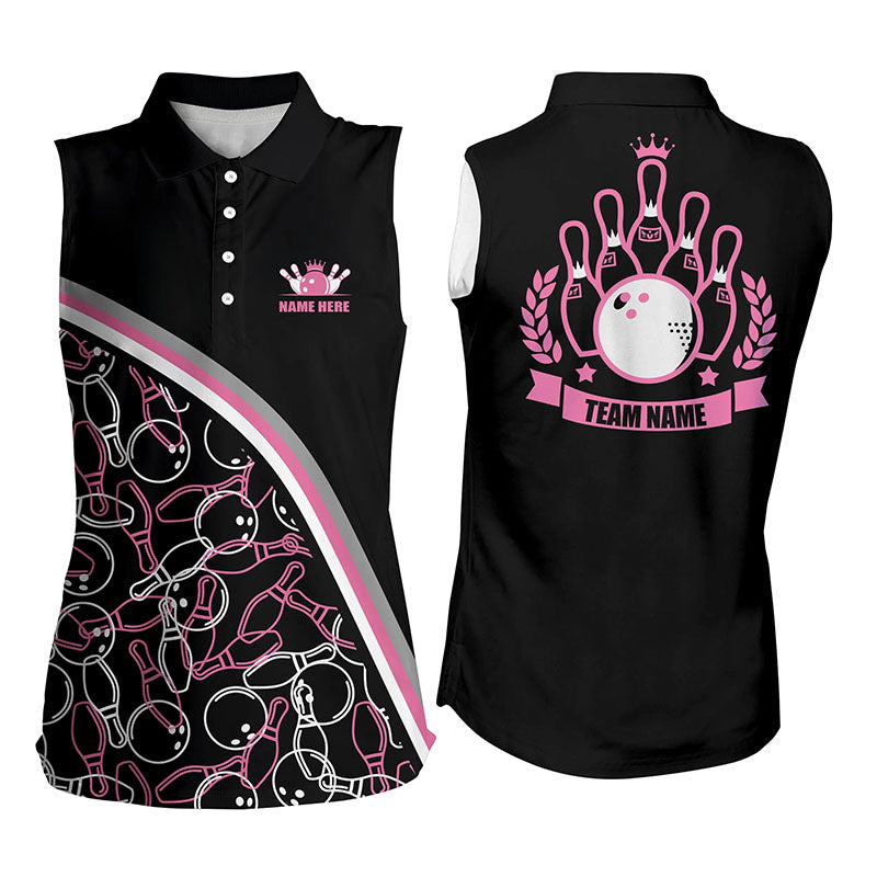 Custom sleeveless bowling shirt for women – personalized team jersey front view