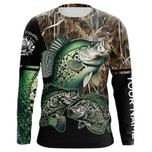 Load image into Gallery viewer, Crappie fishing green scales camo personalized custom name sun protection long sleeve fishing shirts NQS3728