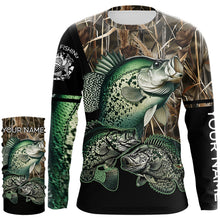 Load image into Gallery viewer, Crappie fishing green scales camo personalized custom name sun protection long sleeve fishing shirts NQS3728