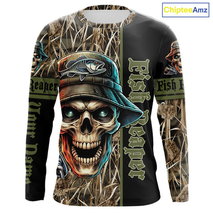 Fish Reaper Camo Customize Name 3D All Over Printed Fishing Shirts, Personalized Gifts NQS212