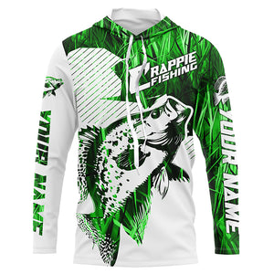 Crappie Fishing Long Sleeve Tournament Fishing Shirts, Custom Crappie Fishing Jerseys |Green Camo IPHW6338