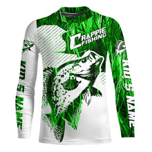 Load image into Gallery viewer, Crappie Fishing Long Sleeve Tournament Fishing Shirts, Custom Crappie Fishing Jerseys |Green Camo IPHW6338