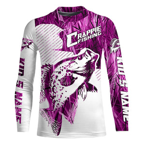 Crappie Fishing Long Sleeve Tournament Fishing Shirts, Custom Crappie Fishing Jerseys |Pink Camo IPHW6340