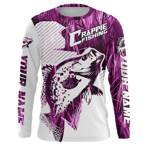 Crappie Fishing Long Sleeve Tournament Fishing Shirts, Custom Crappie Fishing Jerseys |Pink Camo IPHW6340