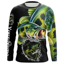 Load image into Gallery viewer, Largemouth Bass Fishing Customize Name long sleeves fishing shirts NQS1795