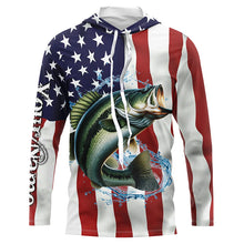 Load image into Gallery viewer, Largemouth bass shirt American flag Customize Name UV protection long sleeves fishing shirts NQS1810