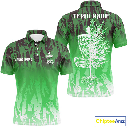 Disc golf basket green camo Men disc golf polo shirts custom disc golf jerseys team shirts for men NQS6127