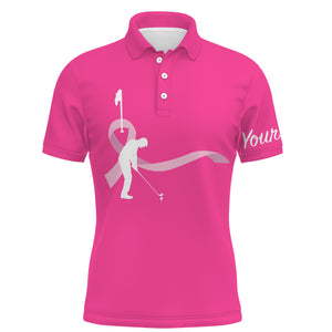 Breast Cancer Awareness golf shirts custom Mens golf polo shirts, pink ribbon golf shirts NQS6371