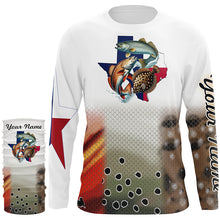 Load image into Gallery viewer, Texas Slam Redfish, Speckled Trout, Flounder fishing Texas Flag custom name 3D Fishing shirts NQS466