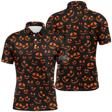 Load image into Gallery viewer, Funny Mens golf polo shirts orange black Halloween background custom golf attire for men NQS6152