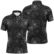 Load image into Gallery viewer, Funny Mens golf polo shirts spider web black Halloween background custom men&#39;s golf apparel NQS6154