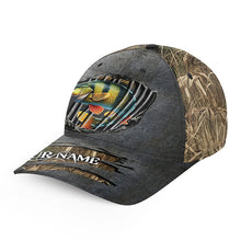 Load image into Gallery viewer, Yellow perch fishing camo Custom fishing hat Fishing Baseball Angler perch hat cap NQS4575