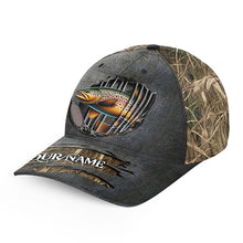 Load image into Gallery viewer, Brown trout fishing camo Custom fishing hat Fishing Baseball Angler trout hat cap NQS4577