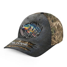 Load image into Gallery viewer, Peacock Bass fishing camo Custom fishing hat Fishing Baseball Angler Bass hat cap NQS4578