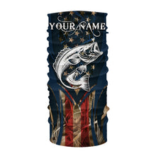 Load image into Gallery viewer, Largemouth Bass Fishing 3D American Flag Customize name UV Protection Bass Fishing Camo Jerseys NQS491