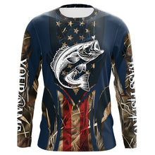 Load image into Gallery viewer, Largemouth Bass Fishing 3D American Flag Customize name UV Protection Bass Fishing Camo Jerseys NQS491