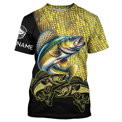 Walleye fishing customize name all over print shirts personalized fishing gift NQS228