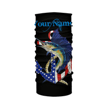 Load image into Gallery viewer, Sailfish fishing legend American flag 4th July Customize Name UV protection long sleeve fishing shirts NQS5524