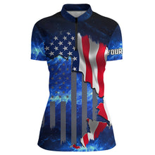 Load image into Gallery viewer, American Flag Universe patriotic Custom name Women Polo, Quarter Zip shirts - personalized gift NQS496