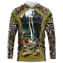 Load image into Gallery viewer, Largemouth Bass Fishing Camo Customize Name UV protection Long sleeve Fishing Shirts Personalized Gift NQS502