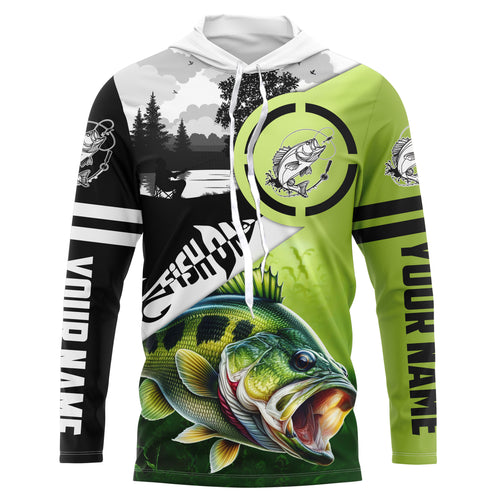 Largemouth Bass Fishing Fish On performance fishing shirt UV protection custom name NQS613