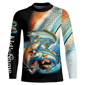 Inshore slam Redfish, snook, speckled trout fishing custom sun protection long sleeve fishing shirts NQS4195