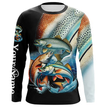 Load image into Gallery viewer, Inshore slam Redfish, snook, speckled trout fishing custom sun protection long sleeve fishing shirts NQS4195