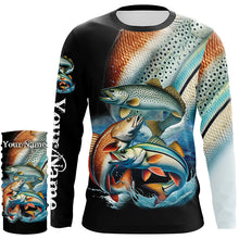 Load image into Gallery viewer, Inshore slam Redfish, snook, speckled trout fishing custom sun protection long sleeve fishing shirts NQS4195