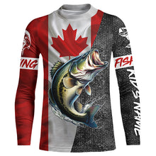 Load image into Gallery viewer, Canadian Flag Largemouth Bass Fishing Custom long sleeve performance Fishing Shirts, Bass jerseys NQS5038